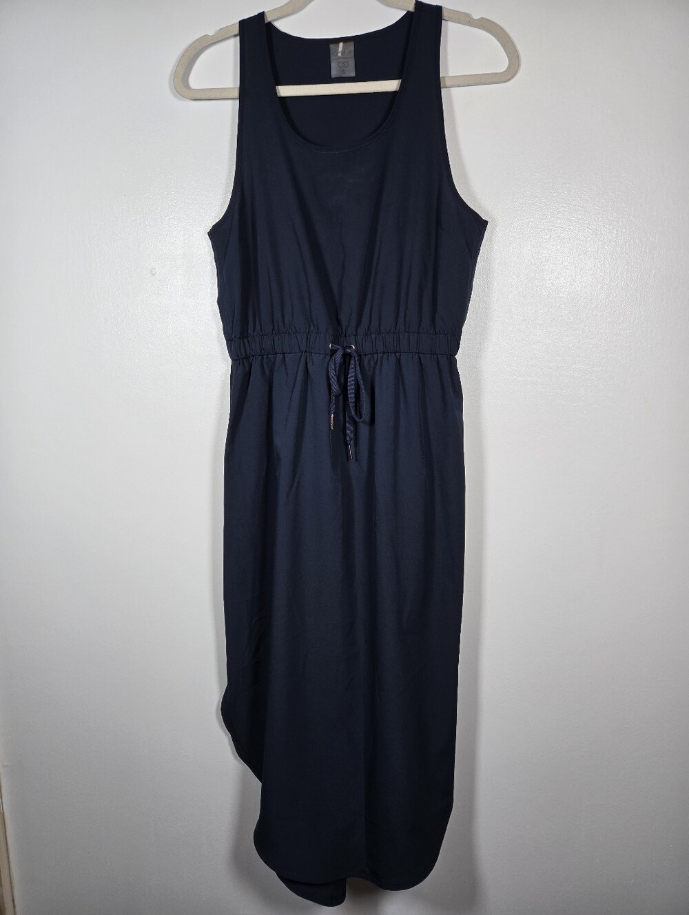 Calia Navy Blue Drawstring Waist Sleeveless Racerback Stretch Tank Dress Small